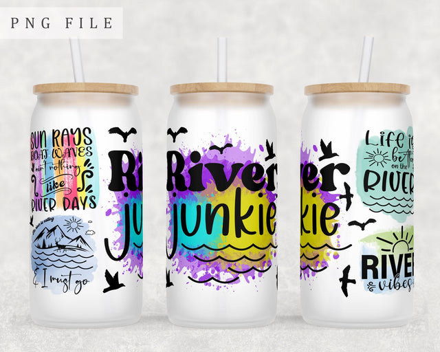River Quotes Libbey Glass Can Wrap, 16oz Glass Can Sublimation Design, River Sayings Glass Can PNG File Sublimation HappyDesignStudio 