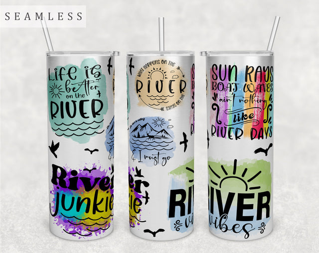 River Quotes Tumbler Wrap, 20 Oz Skinny Tumbler Sublimation Design, Seamless River Sayings Tumbler PNG Sublimation HappyDesignStudio 