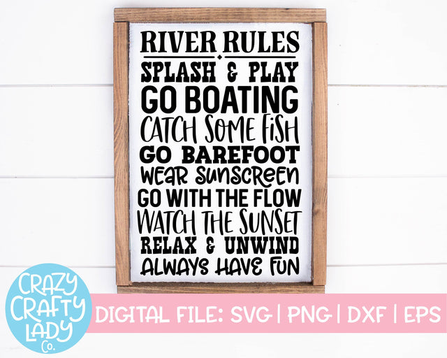 River Rules | Farmhouse Wood Sign SVG Cut File SVG Crazy Crafty Lady Co. 