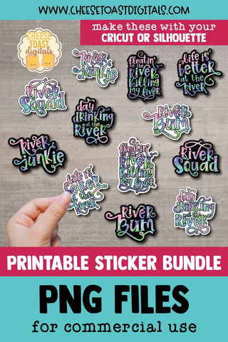 River Sticker Bundle | 12 Tie Dye Summer Sticker Designs SVG Cheese Toast Digitals 