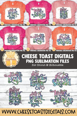River Sublimation Bundle | 6 Tie Dye Summer Designs Sublimation Cheese Toast Digitals 