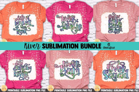 River Sublimation Bundle | 6 Tie Dye Summer Designs Sublimation Cheese Toast Digitals 