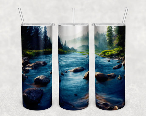 River Tumbler Wraps Bundle, 20 Oz Skinny Tumbler River Sublimation Designs, Seamless River PNG, 5 Designs Sublimation HappyDesignStudio 