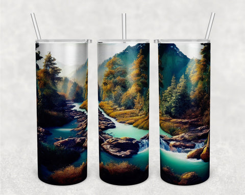 River Tumbler Wraps Bundle, 20 Oz Skinny Tumbler River Sublimation Designs, Seamless River PNG, 5 Designs Sublimation HappyDesignStudio 