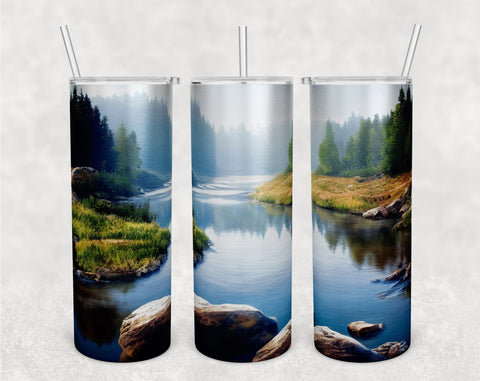 River Tumbler Wraps Bundle, 20 Oz Skinny Tumbler River Sublimation Designs, Seamless River PNG, 5 Designs Sublimation HappyDesignStudio 