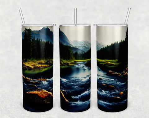 River Tumbler Wraps Bundle, 20 Oz Skinny Tumbler River Sublimation Designs, Seamless River PNG, 5 Designs Sublimation HappyDesignStudio 