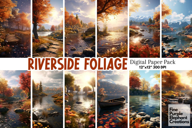 Riverside Forest | Fall Halloween Digital Pattern Fine Purple Elephant Creations 