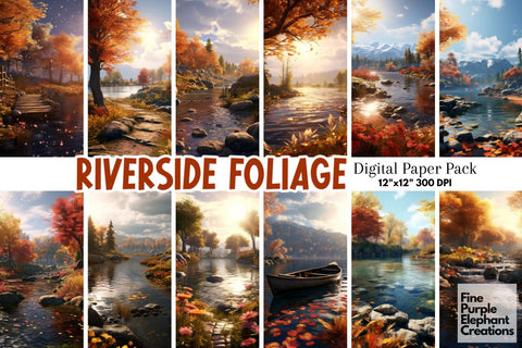 Riverside Forest | Fall Halloween Digital Pattern Fine Purple Elephant Creations 
