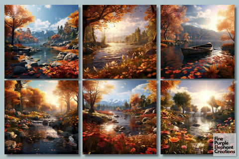Riverside Forest | Fall Halloween Digital Pattern Fine Purple Elephant Creations 