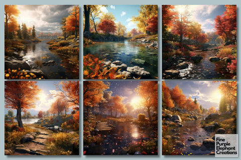 Riverside Forest | Fall Halloween Digital Pattern Fine Purple Elephant Creations 