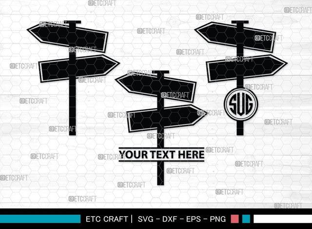 Road Sign Monogram, Road Sign Silhouette, Road Sign SVG, Highway Sign Svg, Crossroads Svg, Direction Sign Svg, Stop Sign Svg, SB00480 SVG ETC Craft 