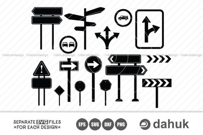 road sign svg, crossroads svg, highway sign svg, silhouette, vector, files, eps, dxf, clipart, svg files, png, cricut, cut file SVG dahukdesign 