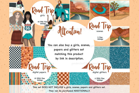 Road Trip Clipart | Summer Clip Art Bundle Sketch DESIGN GlamArtZhanna 