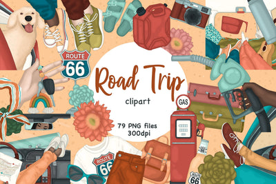 Road Trip Clipart | Summer Clip Art Bundle Sketch DESIGN GlamArtZhanna 
