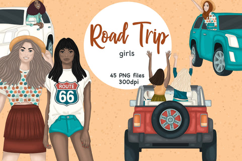 Road Trip Clipart | Summer Girl Clipart Sketch DESIGN GlamArtZhanna 