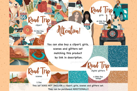 Road Trip Paper | Boho Digital Paper Digital Pattern GlamArtZhanna 