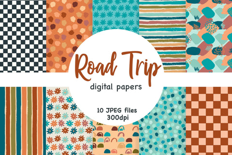 Road Trip Paper | Boho Digital Paper Digital Pattern GlamArtZhanna 