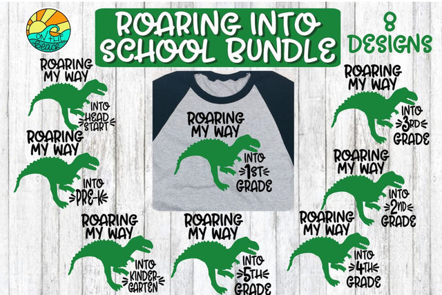 Roaring Into School Bundle - 8 Designs - SVG DXF PNG EPS SVG On the Beach Boutique