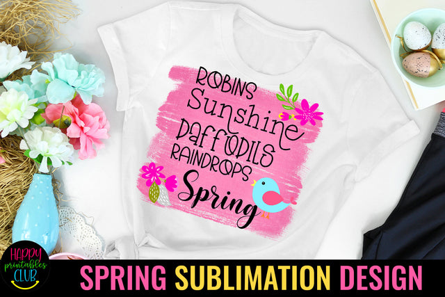 Robins Sunshine Daffodils Spring Sublimation Design Sublimation Happy Printables Club 