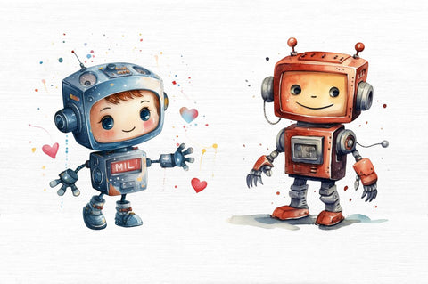 Robot Boy Watercolor Sublimation Clipart Sublimation Regulrcrative 