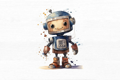 Robot Boy Watercolor Sublimation Clipart Sublimation Regulrcrative 
