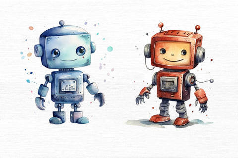 Robot Boy Watercolor Sublimation Clipart Sublimation Regulrcrative 
