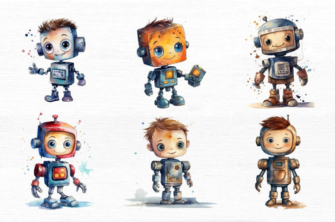 Robot Boy Watercolor Sublimation Clipart Sublimation Regulrcrative 