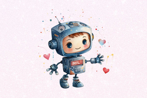 Robot Boy Watercolor Sublimation Clipart Sublimation Regulrcrative 