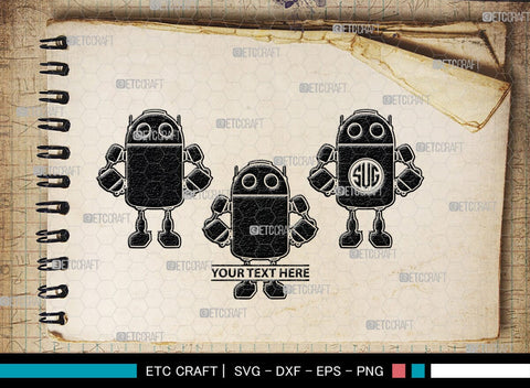 Robot Monogram, Robot Silhouette, Robot SVG, Toy Svg, Robot Head Svg, SB00400 SVG ETC Craft 