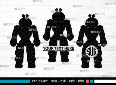 Robot Monogram, Robot Silhouette, Robot SVG, Toy Svg, Robot Head Svg, SB00400 SVG ETC Craft 
