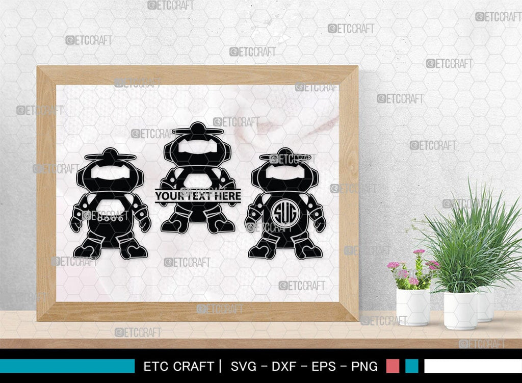 Robot Monogram, Robot Silhouette, Robot SVG, Toy Svg, Robot Head Svg ...
