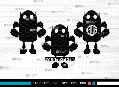 Robot Monogram, Robot Silhouette, Robot SVG, Toy Svg, Robot Head Svg, SB00400 SVG ETC Craft 