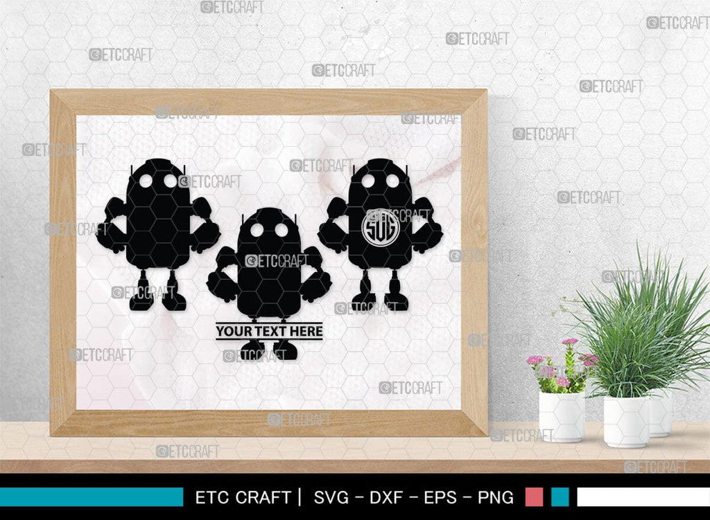 Robot Monogram, Robot Silhouette, Robot SVG, Toy Svg, Robot Head Svg ...