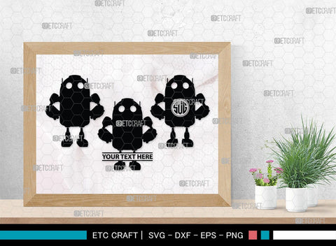 Robot Monogram, Robot Silhouette, Robot SVG, Toy Svg, Robot Head Svg, SB00400 SVG ETC Craft 