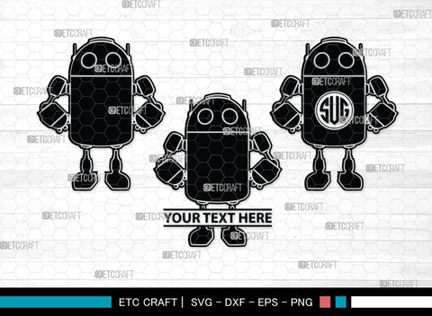 Robot Monogram, Robot Silhouette, Robot SVG, Toy Svg, Robot Head Svg, SB00400 SVG ETC Craft 