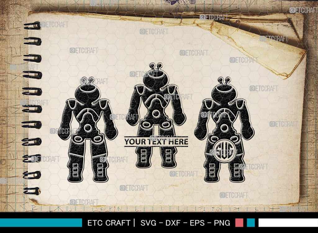 Robot Monogram, Robot Silhouette, Robot SVG, Toy Svg, Robot Head Svg ...