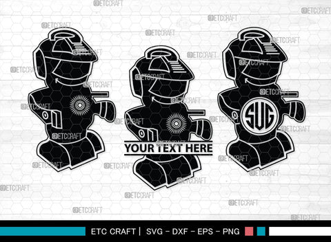 Robot Monogram, Robot Silhouette, Robot SVG, Toy Svg, Robot Head Svg, SB00400 SVG ETC Craft 