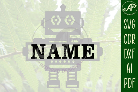 Robot theme Name sign svg laser cut template SVG APInspireddesigns 