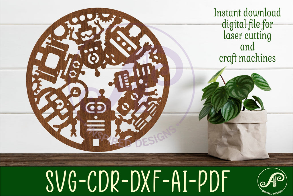Robot wall art sign, SVG file. vector - So Fontsy