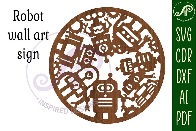 Robot wall art sign, SVG file. vector - So Fontsy
