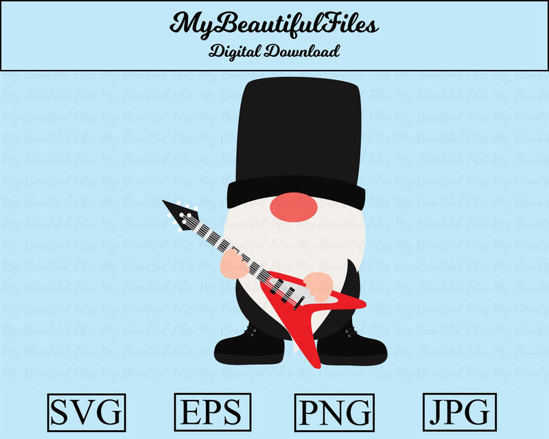 rock and roll gnome SVG MyBeautifulFiles 