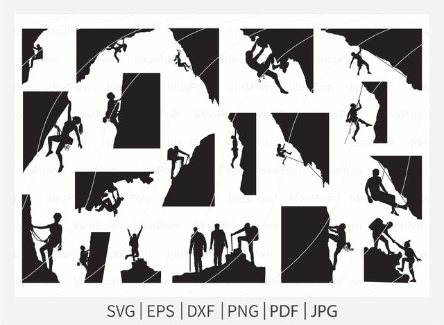 Rock climbing svg, Mountain Climbing svg, Mountain svg, Climbing Svg, Climbing svg Bundle, Rock climbing Silhouette, Climbing Clipart SVG Dinvect 