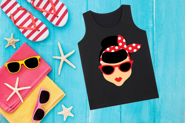 Rockabilly Girl with Bandanna Headband SVG Designed by Geeks 