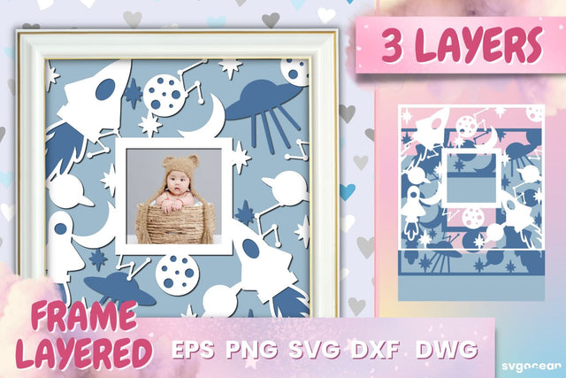 Rocket Baby Photo Frame SVG | Papercut baby | Shadowbox SVG SvgOcean 