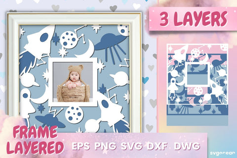 Rocket Baby Photo Frame SVG | Papercut baby | Shadowbox SVG SvgOcean 