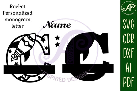Rocket Monogram Letter C SVG File SVG APInspireddesigns 