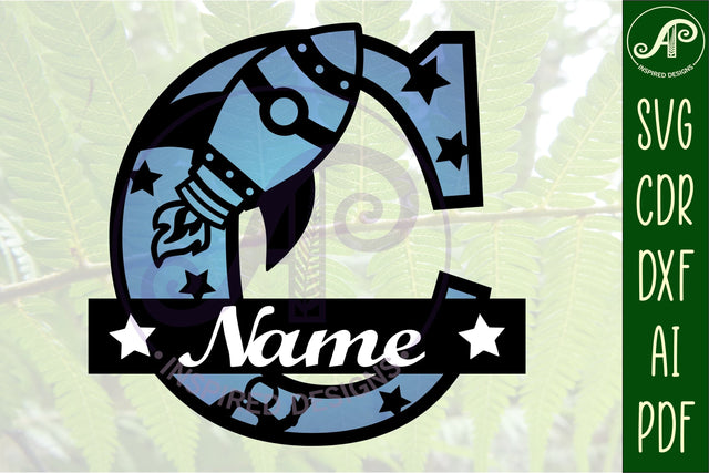 Rocket Monogram Letter C SVG File SVG APInspireddesigns 