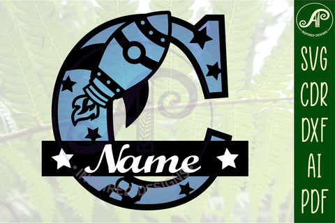 Rocket Monogram Letter C SVG File SVG APInspireddesigns 