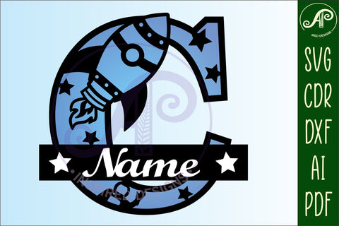 Rocket Monogram Letter C SVG File SVG APInspireddesigns 
