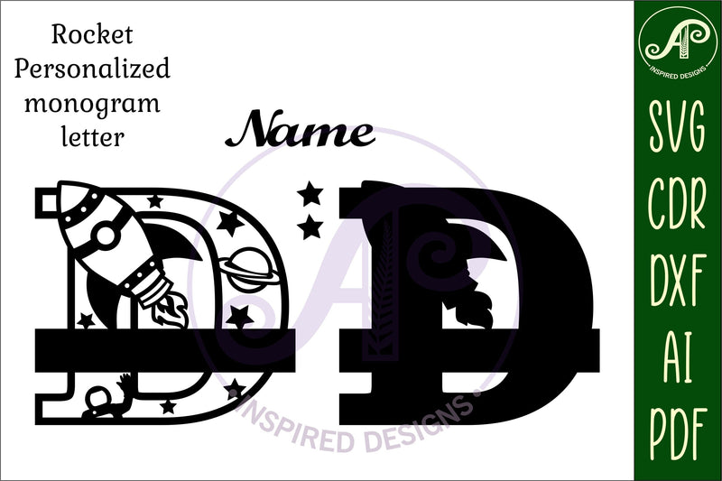 Rocket Monogram Letter D SVG File - So Fontsy